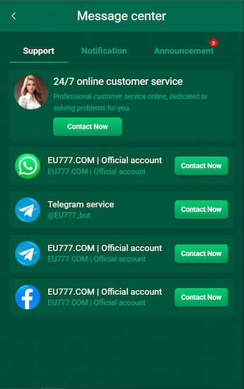 EU777 Costumer Service