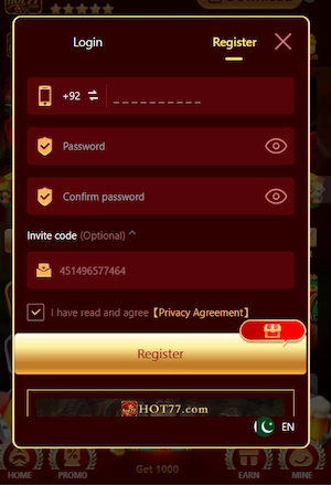 Hot77 Register & Login